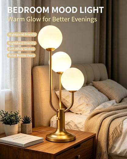 Lightdot Gold Globe Table Lamp for Bedroom Gift G9 Bulbs Included Dimmable
