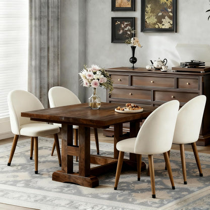 Lightdot Dining Chairs Set of 2, Velvet Comfortable Seats, Mid-Century Modern Living Room Chairs, Upholstered Kitchen Chairs with Wooden Legs and Padded Seat for Bedroom Office, Easy Assembly