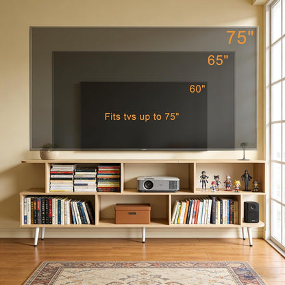 Lightdot 65 Inch TV Stand,up to 75 Inch TVs, Large Storage for Collection with 8 Open Shelves, Sturdy Media Console Table for Living Room/Entrance/Kitchen/Sofa Cabinet, Easy Assembly
