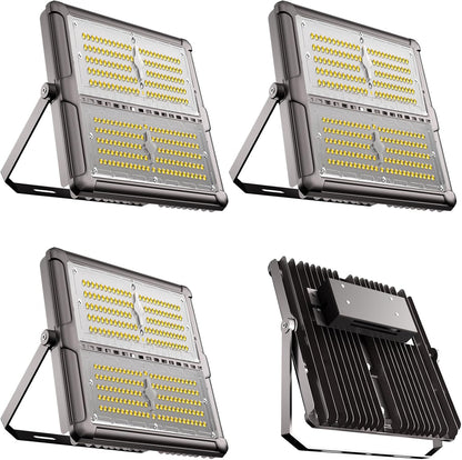 Lightdot Upgraded 300W Outdoor Flood Lights AC100-277V LED Stadium Lights 45000Lm (1200W Eqv.) LED Flood Lights with 2 Modules, IP65 Waterproof Area Lighting with Adjustable U Bracket