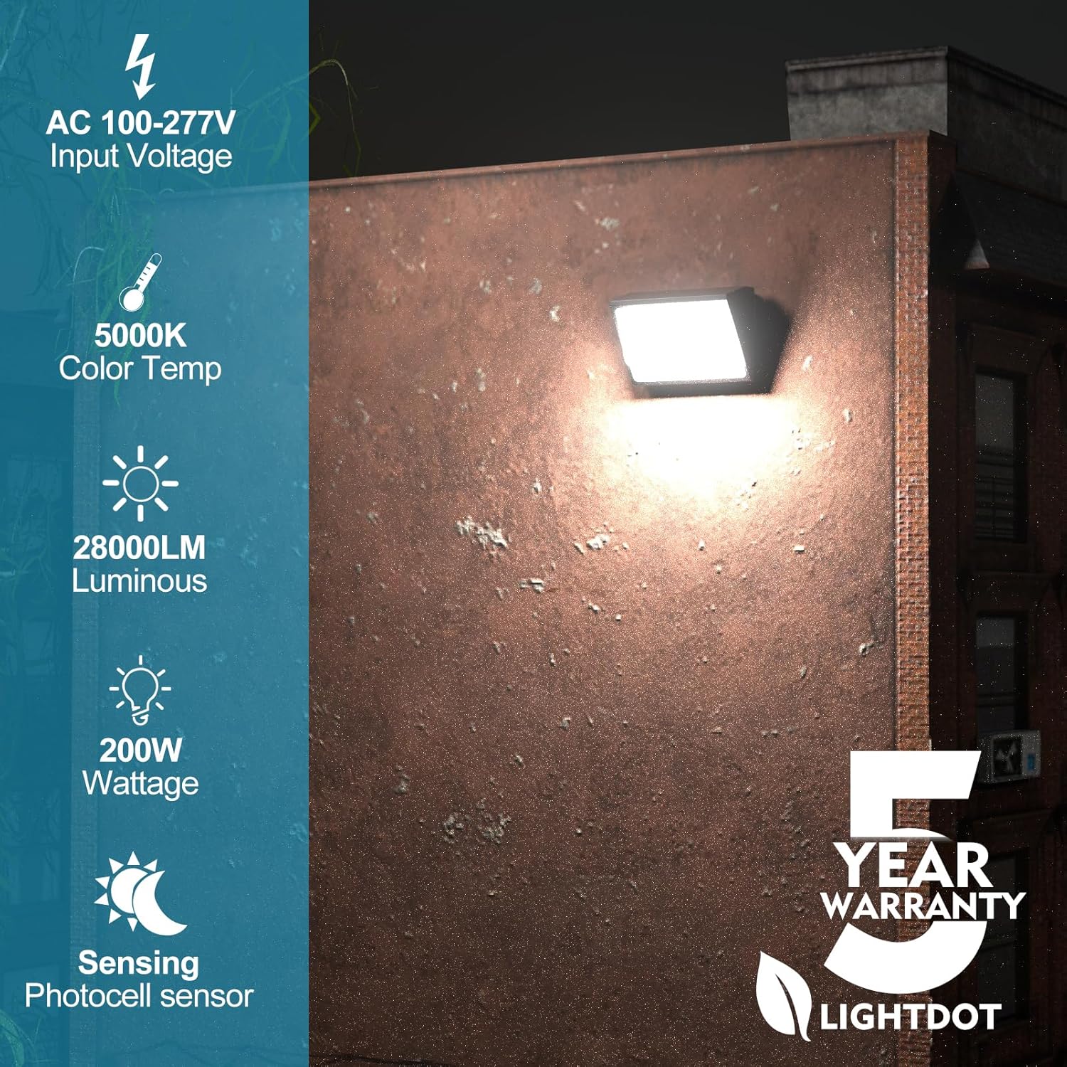 Lightdot LED Wall Pack Lights 100 277v Dusk to Dawn with Photocell 5000K Daylight IP65 Waterproof Wall Mount Outdoor Security Lighting Fixture