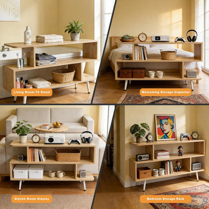 Lightdot TV Stand for TVs up to 45'', Modern Entertainment Center with 3 Open Storage Shelf Large capacity for collection,Media Console Table for Living Room/Entrance/Sofa Cabinet,Easy Assembly