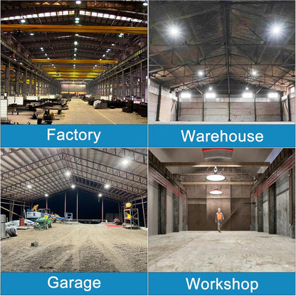 Lightdot LED High Bay Light, High Bay LED Lights, AC100-277V 5000K UFO LED High Bay Shop Light with US Plug for 30-50FT Height Warehoues/Shop/Barn