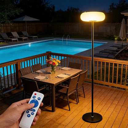 Outdoor Solar Floor Lamp for Patio, Cordless Standing Lamp 3000K
