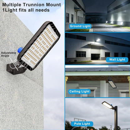 240W LED Parking Lot Lighting 60000LM 5000K Pole Lights Outdoor with Smart Dusk to Dawn LED Parking Lot Lights Trunnion Bracket Mount for 30~50Ft Yard,Driveway,Stadium,Roadway-7Yrs Warranty