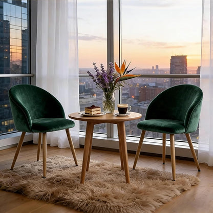 Lightdot Dining Chairs Set of 2, Velvet Comfortable Seats, Mid-Century Modern Living Room Chairs, Upholstered Kitchen Chairs with Wooden Legs and Padded Seat for Bedroom Office, Easy Assembly
