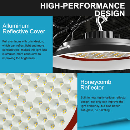 Lightdot LED High Bay Light with Diffuser (Beam Angle: 120˚) 350W AC100-277V High Bay LED Shop Lights, 344x1W 45000lm high Bay Lighting with Plug for Warehouse/Shop/Barn- 5Yrs Warranty