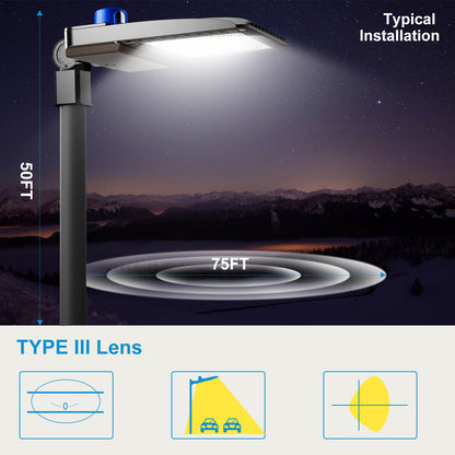 480W LED Parking Lot Lights ETL 72000lm (Eqv.2000W MH/HPS) 5000K Led Parking Lot Lighting with Smart Photocell for Yard/Driveway- 7Yrs Warranty (Coverage: 66~120Ft at Height:30~55Ft)