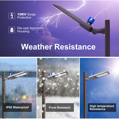 Lightdot 600W LED Parking Lot Lights 90000lm (Eqv.2400W MH/HPS) 5000K Daylight Led Parking Lot Lighting with Photocell & Arm Mount (Coverage: 66~130Ft at Height:30~60Ft)-2Pack