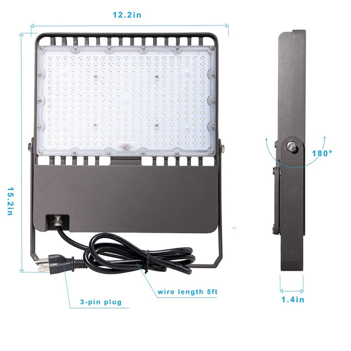 240W LED Flood Light Outdoor 5000K 42000Lm (1500W Equivalent) Led Stadium Light with Dusk to Dawn photocell, IP65 Waterproof Commercial Area Lighting with 5FT US Plug for Backyard/Stadium-4Pack