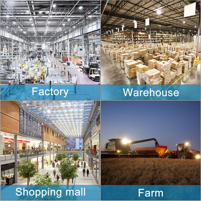 Lightdot 500W High Bay LED Shop Lights 70000lm 5000K Daylight LED High Bay Light AC100-277V UFO LED Lights Suit for 30-50Ft Height Commercial Use-3Pack 5Yrs Warranty