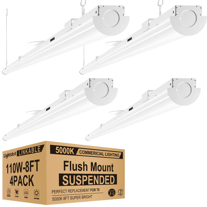 Lightdot 8ft Led Shop Lights, Suspend/ Flush Mount Ceiling Light for Garage  Workshop Warehouse
