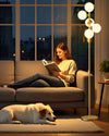 Lightdot Dimmable (Brightness Adjustable) Globe Floor Lamp, Gold Standing Lamps with 3000K G9 Bulbs, Mid Century Modern Floor Lamp for Living Room Bedroom Office