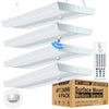 Lightdot 4 Pack LED High Bay Shop Lights with Motion Sensor, 4FT (Dimmable Remote) 240W 33600LM [Eqv.1000W MH/HPS] 5000K Daylight Linear Hanging Light for Garage Warehouse Gyms, 10 Lamp Fluorescent Fixture Replacement