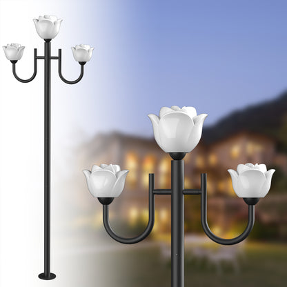 Lightdot 79" Outdoor Led Post Lights, 3-Head Aluminum Street Light Pole Lamp with E26 LED Bulbs Included (Bulb Replaceable), IP65 Waterproof Outdoor Post Light Fixtures for Garden/Yard/Patio