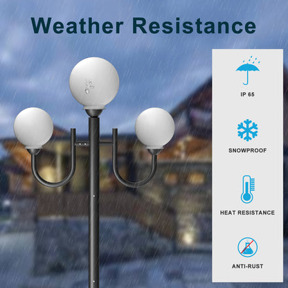 Lightdot 79" Outdoor Lamp Post Light with Triple Head, Modern Stable Light Post Outdoor Hardwired Waterproof Black Aluminum Street Pole Lights for Garden Driveway Backyard Patio Walkway (Bulbs Included)