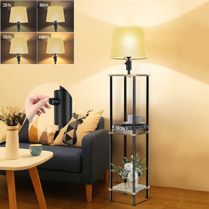 3 Tier Shelf Floor Lamp, Standing Reading Light with 3 Shelves for Living Room