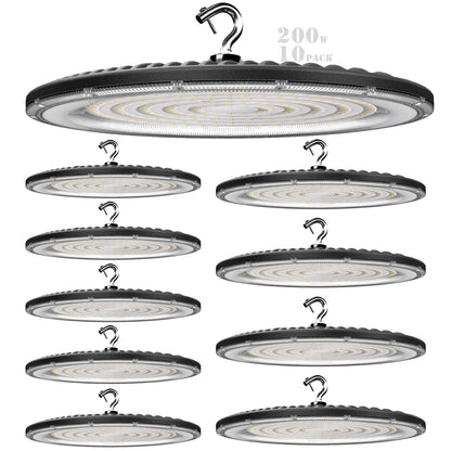Lightdot 200W LED High Bay Light for Warehouse 5000K Daylight,ETL Listed High Bay LED Lights with Plug Energy Saving Up to 760KW*6/Y(5Hrs/Day)