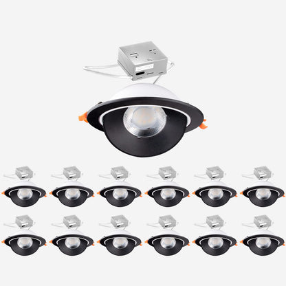Lightdot 12 Pack 6 Inch LED Gimbal Recessed Lighting, 360°+90° Adjustable, 3CCT Selectable & Dimmable (5%-100%), 1300LM Ultra Bright Canless Light, ETL/FCC Certified for Living Room/Kitchen
