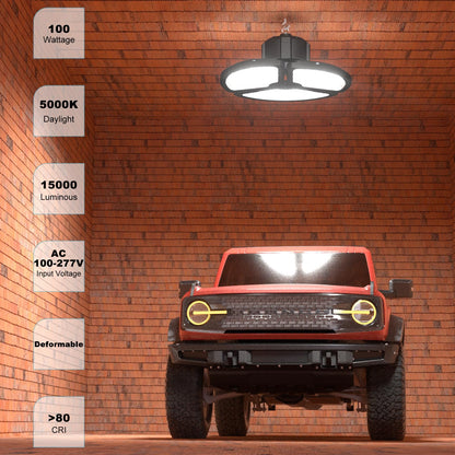Lightdot LED 3 Panels 100W 5000K Garage Low Bay Lights