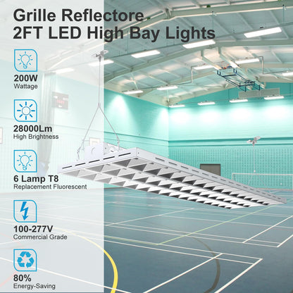 Lightdot LED High Bay Shop Light, 2FT 200W 28000LM 140LM/W [800W HPS Eqv.] 5000K Daylight Linear Hanging Light for Warehouse Workshop Gyms-06
