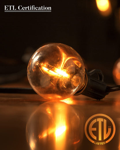 Lightdot 100FT Outdoor String Lights, LED Bistro String Lights with Shatterproof G40 Vintage Bulbs, 2200K Dimmable, Waterproof Hanging Lights for Porch, Deck, Garden, Backyard, Balcony - ETL Listed