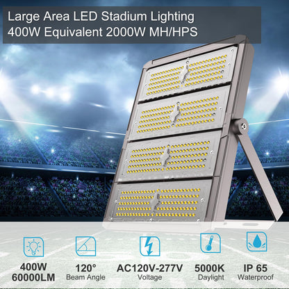 Upgrade 450W (480x1W LED) LED Flood Light Outdoor 67500Lm Led Stadium Light with Adjustable Bracket, IP65 AC100-277V Commercial Area Lighting with Plug for Backyard/Basketball Court-2Pack
