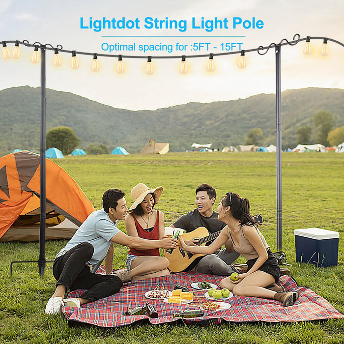 Lightdot Outdoor String Light Poles, 9FT Metal Patio Light Poles Post
