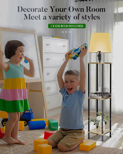 3 Tier Shelf Floor Lamp, Standing Reading Light with 3 Shelves for Living Room