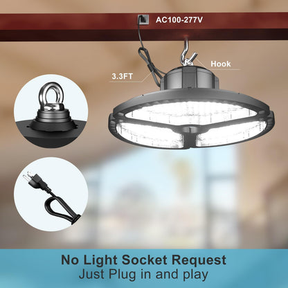 Lightdot LED 3 Panels 100W 5000K Garage Low Bay Lights