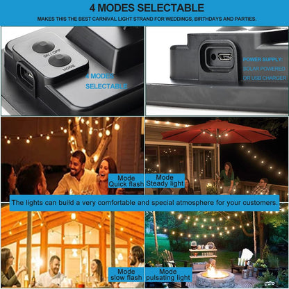 Lightdot 100FT Solar Outdoor String Lights, Waterproof Cafe Patio Lights with Shatterproof LED Bulbs, 2700K Warm White, Create Bistro Ambience On Your Garden Gazebo Backyard Decorative