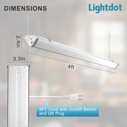 Upgraded 4 Pack Heavy-Duty 4FT LED Shop Lights, 7500LM 50W Commercial Grade Linkable Shop Light Fixtures with Pull Chain, 100-277V 5000K Daylight, Hanging/Surface Mount for Garage Workshop-White