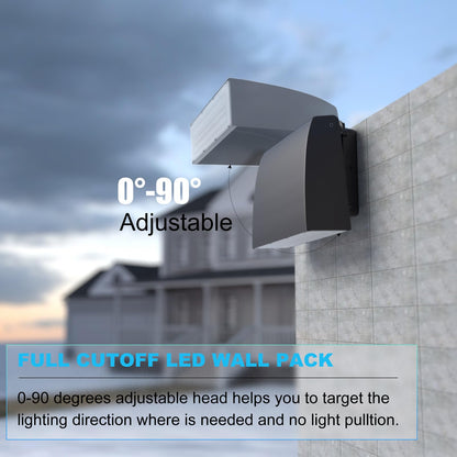 Lightdot 150W Ultra Bright LED Wall Pack Light, 22,500LM 5000K Adjustable Dusk-to-Dawn Security Light with Photocell, ETL Listed IP65 Waterproof for Warehouse, Yard, Garage