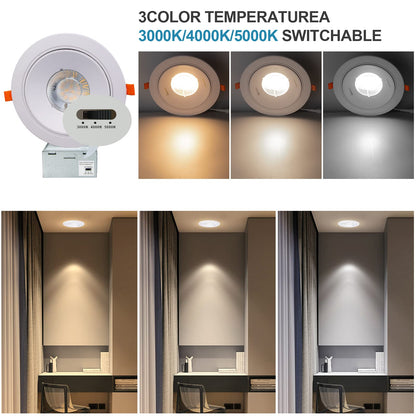 Lightdot 12 Pack 6 Inch LED Gimbal Recessed Lighting, 360°+90° Adjustable, 3CCT Selectable & Dimmable (5%-100%), 1300LM Ultra Bright Canless Light, ETL/FCC Certified for Living Room/Kitchen