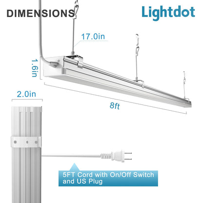 Lightdot 8ft 150W Led Shop Lights Garage Led Super Bright Commercial Led Light Fixtures for Workshop, Warehouse