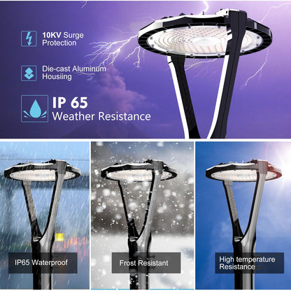 Lightdot LED Post Top Lights 150W Circular Area Light 22500Lm 5000K LED Parking Lot Light with Photocell, Outdoor Pole Lights Fixture for Garden Yard Street Lighting - 2 Pack