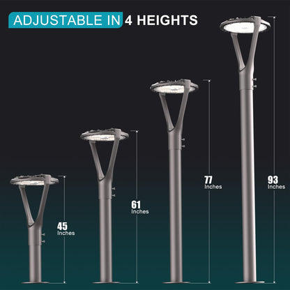 Lightdot 150W LED Post Light with Dusk to Dawn Photocell 22500LM 5000K Pole Lights Outdoor Waterproof 45-93" Height LED Circle Area Light for Parking Lot Garden Yard Street Lighting -2Pack