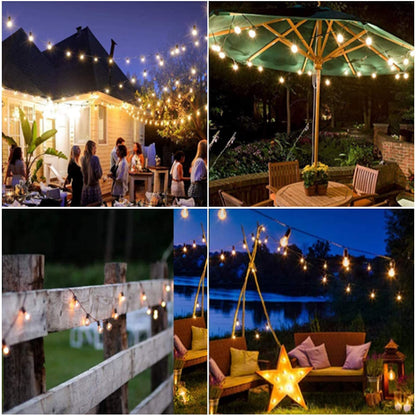 Lightdot 100FT Solar Outdoor String Lights, Waterproof Cafe Patio Lights with Shatterproof LED Bulbs, 2700K Warm White, Create Bistro Ambience On Your Garden Gazebo Backyard Decorative