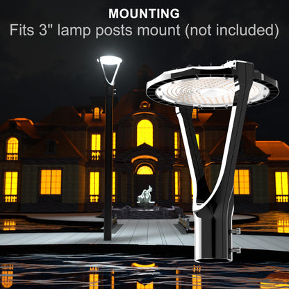 Lightdot LED Post Top Lights 150W Circular Area Light 22500Lm 5000K LED Parking Lot Light with Photocell, Outdoor Pole Lights Fixture for Garden Yard Street Lighting - 2 Pack