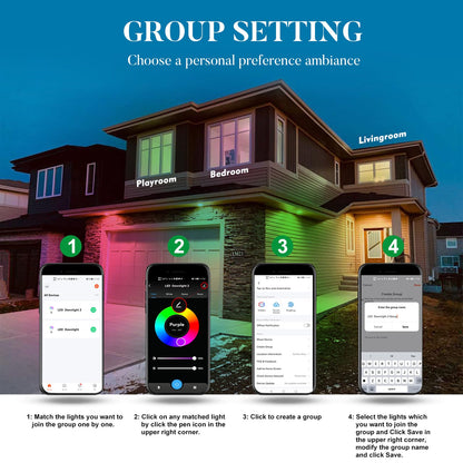 Lightdot 6IN Smart WiFi LED Recessed Lighting Gimbal and Downlight, 6 Pack Canless Ceiling Lights RGBCW Color Changing 12W 1200LM Dimmable, Compatible with Alexa/Google-IC Rated ETL Certified