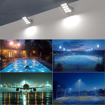 Upgrade 450W (480x1W LED) LED Flood Light Outdoor 67500Lm Led Stadium Light with Adjustable Bracket, IP65 AC100-277V Commercial Area Lighting with Plug for Backyard/Basketball Court-2Pack