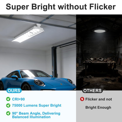 Lightdot 500W(576 * 1W LED) Linear High Bay Light, 75000LM [Eqv. 2000W MH], Heavy-Duty Aluminum LED High Bay Shop Light, 100-277V 5000K Commercial Lighting for Warehouse, Gym