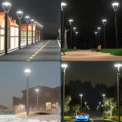 Lightdot 150W LED Post Light with Dusk to Dawn Photocell 22500LM 5000K Pole Lights Outdoor Waterproof 45-93" Height LED Circle Area Light for Parking Lot Garden Yard Street Lighting -2Pack