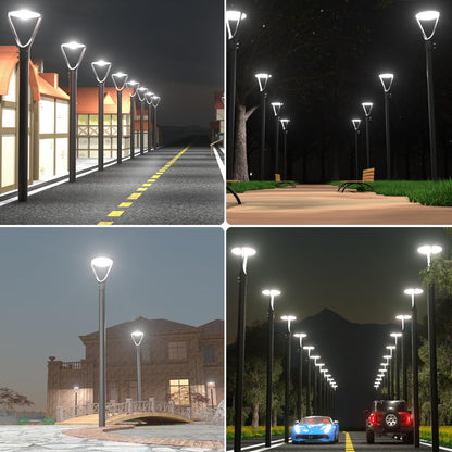 Lightdot LED Post Top Lights 150W Circular Area Light 22500Lm 5000K LED Parking Lot Light with Photocell, Outdoor Pole Lights Fixture for Garden Yard Street Lighting - 2 Pack