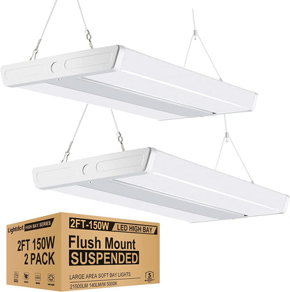 PrimeLights StingRay 6 XL 2-Pack LED High Bay Shop Light - 5000K Daylight White, Replace Metal Halide