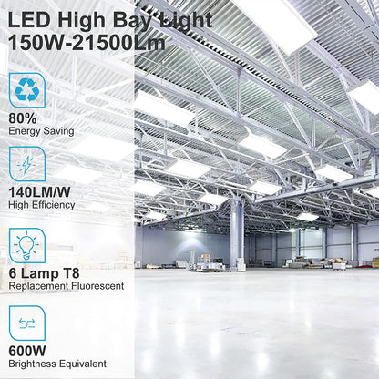 Lightdot LED High Bay Shop Light, 2FT 150W 21500LM 140LM/W [600W HPS Eqv.]