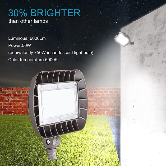 Lightdot Pack LED Flood Security Light with Knuckle Mount, 50W 5000K