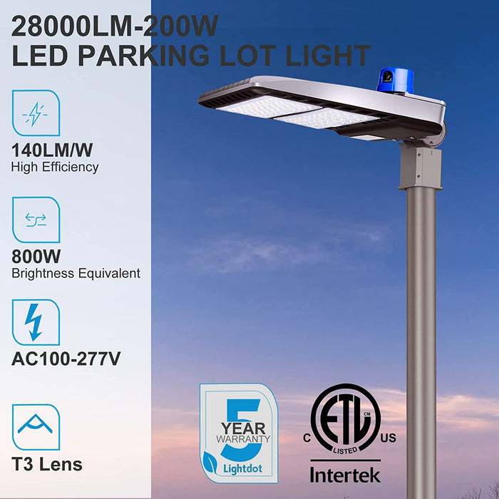 200W LED Parking Lot Area Light Slipfitter Dusk to Dawn for Outdoor Sports Stadium/Street