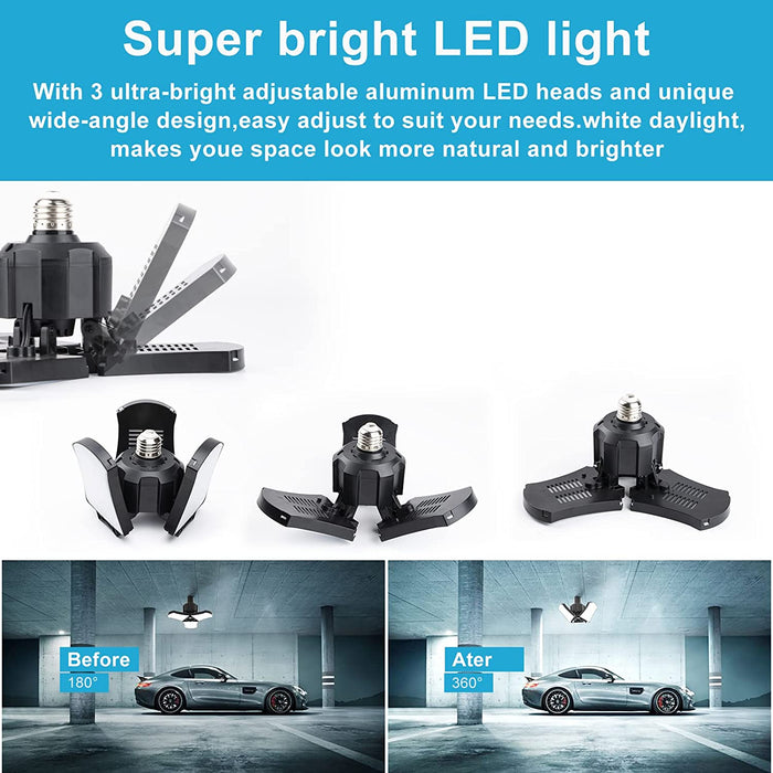 Lightdot LED Garage Lights, 80W 5000K Daylight White Garage Lights Cei