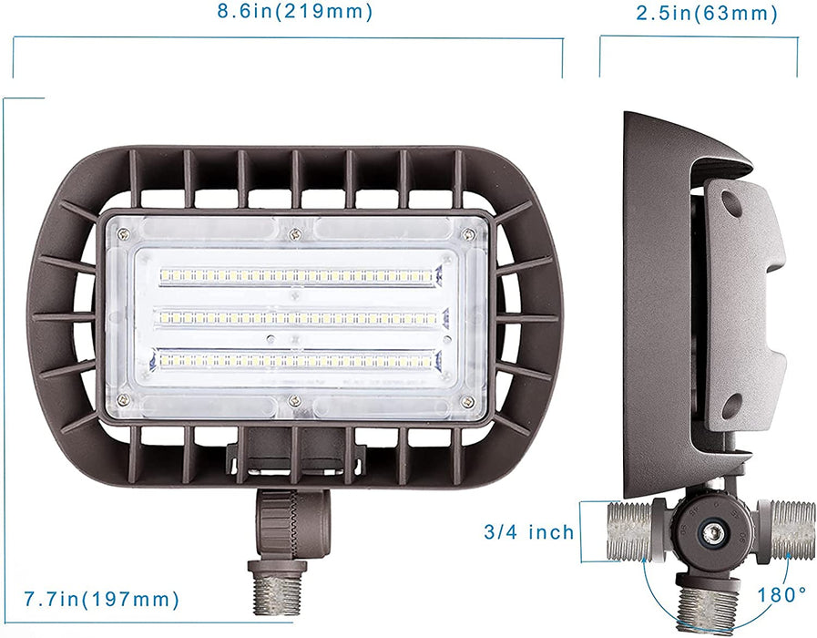 Lightdot 2 Pack LED Flood Security Light with Knuckle Mount, 50W 5000K